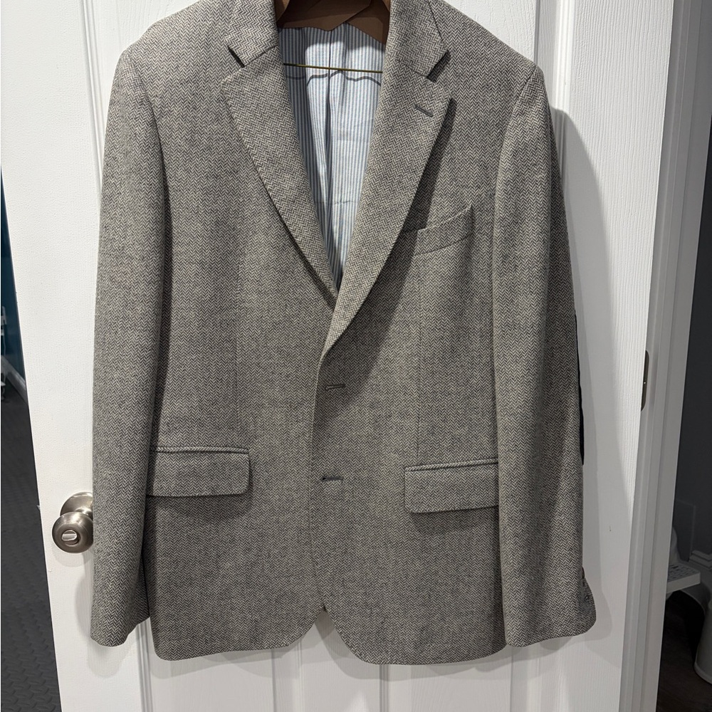 Gant by Michael Bastian Light Gray Herringbone Tweed Men's Blazer
